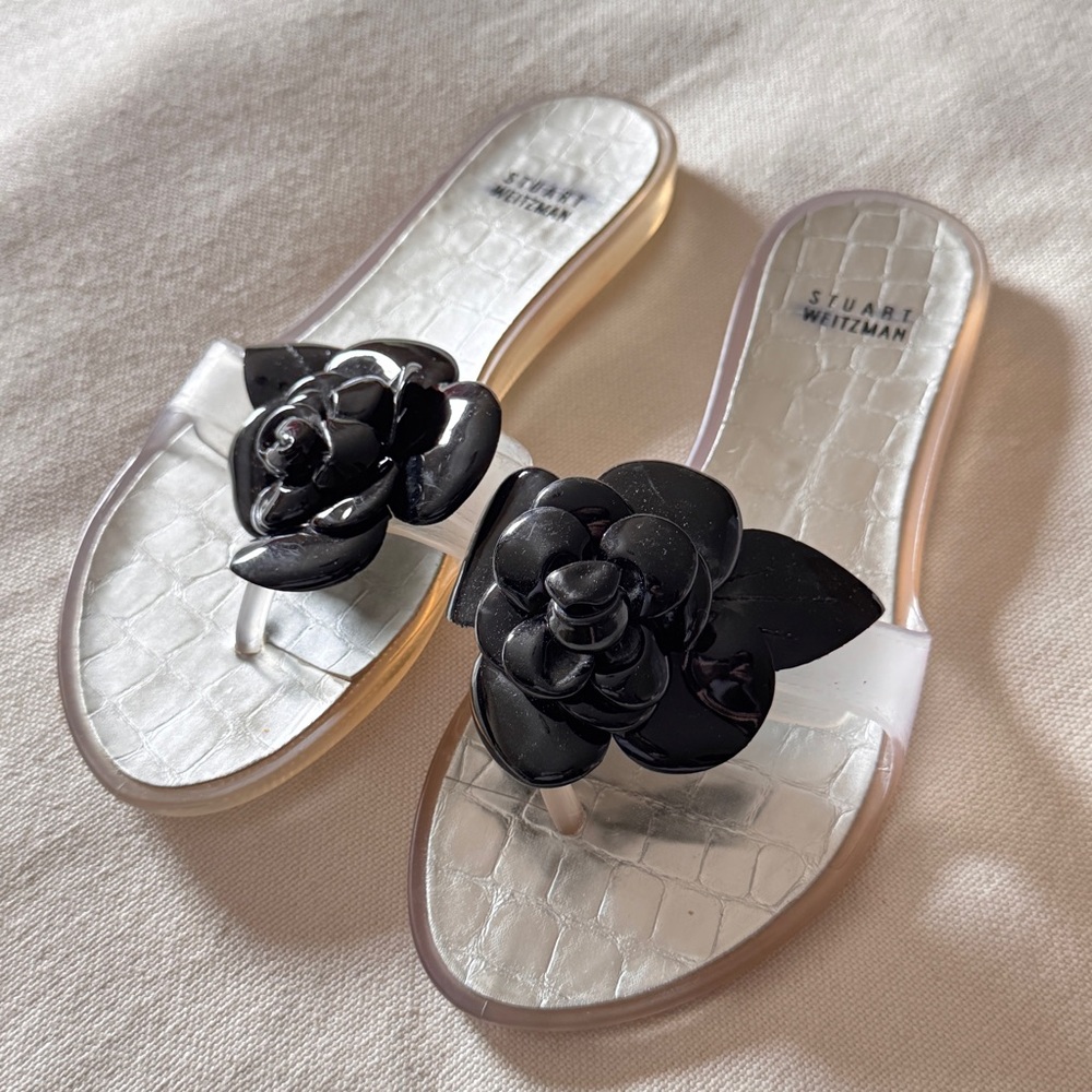 Stuart Weitzman Jelly Sandals with Flowers